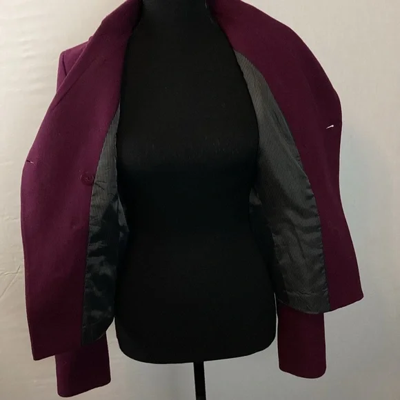 SOLD! Banana Republic Double Breasted Plum Wool Blend Military Jacket - Picture 8 of 13